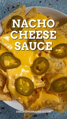 nacho cheese sauce with jalapenos on top