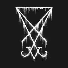 the sigiln symbol is drawn in white ink on a black background with icicles