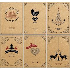 six christmas cards with different designs on them