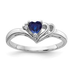 Add a touch of elegance and love to your jewelry collection with our 14k white gold 4mm heart love blue sapphire September birthstone diamond ring for her. This stunning piece features a heart-shaped blue sapphire, symbolizing love and loyalty, surrounded by sparkling diamonds. Perfect for everyday wear or special occasions, this ring is a beautiful addition to any outfit. Shop now for the perfect white gold ring that combines style, sentiment, and sophistication. Valentine's Day Sapphire Birthstone Jewelry, Blue Heart Cut Birthstone Ring, Heart-shaped Sapphire Ring For Anniversary, Sapphire Heart Cut Promise Ring, Heart-shaped Sapphire Promise Ring, Heart Cut Sapphire Birthstone Ring For Anniversary, Sapphire Heart Cut Birthstone Ring, Heart Cut Sapphire Anniversary Ring, Love And Loyalty