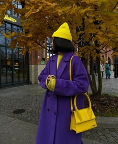 Purple Coat Outfit, Purple Coat, Bright Winter, Purple Outfits, Coat Outfits, Sporty Chic