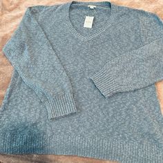 Lighter Knit Sweater From J. Crew Factory - Lovely Blue Color- Size Xxl Blue Casual Knit V-neck Sweater, Casual Blue Knit V-neck Sweater, Factory Lighting, Cashmere Sweater Women, Jcrew Sweater, Burgundy Sweater, Light Sweater, Color Block Sweater, Tunic Sweater