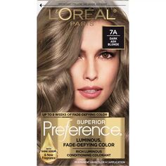 L'oreal Paris Superior Preference Permanent Hair Color - 6.5 Fl Oz : Target Blonde Hair For Brown Eyes, Hair For Brown Eyes, Ash Brown Hair Dye, Dark Ash Blonde Hair, Blonde Hair At Home, Brown Eyes Blonde Hair, How To Dye Hair At Home, Ash Brown Hair Color, Dark Ash Blonde