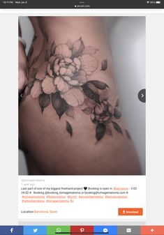 a woman's thigh with flowers on it