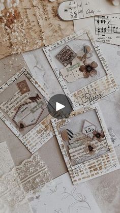 the video is showing how to make altered paper pieces with old music sheets and tags