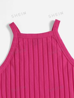 Style:Casual \nNeckline:Halter \nType:Halter \nDetails:Rib-Knit \nColor:Hot Pink \nPattern Type:Plain \nLength:Regular \nFit Type:Slim Fit \nFabric:Slight Stretch \nMaterial:Fabric \nComposition:93% Cotton \nComposition:7% Elastane \nCare Instructions:Machine wash or professional dry clean \nSheer:No \n Cami Top, Cami Tops, Rib Knit, Style Casual, Hot Pink, Dry Clean, Slim Fit, Womens Tops, Knitting