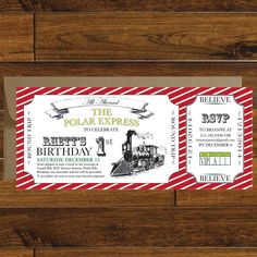 a ticket for the polar express birthday party