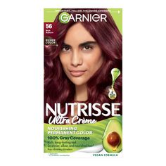 Garnier Nutrisse Ultra Crème Nourishing Permanent Color nourishes while delivering long-lasting hair color and 100% gray coverage. Garnier Nutrisse Nourishing Hair Color Creme, 56 Rich Auburn, Medium Reddish Brown (Sangria), 1 kit; Nourishing permanent color with five nourishing oils; avocado, olive, coconut, argan and shea 2x shinier, silkier and nourished hair vs uncolored, unwashed hair Rich, radiant, long-lasting hair dye with 100 percent gray coverage Nutrisse is available in over 70 cruelt Medium Reddish Brown, Gray Coverage, Permanent Hair Color, Reddish Brown, Nourishing Hair, Hair Dye, Sangria, 100 Percent, Auburn