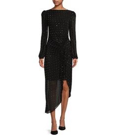 Alex Marie Hazel Beaded Mesh Boat Neck Long Sleeve Dress | Dillard's Boat Neck Long Sleeve, Alex Marie, Long Sleeve Cocktail Dress, Boat Neckline, Bride Dresses, Dillard's, Mother Of The Bride Dresses, Cocktail Dress Party, Bride Dress