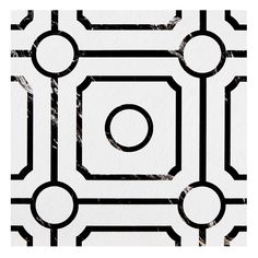 an abstract black and white pattern with circles on it's side, in the middle of a square shape