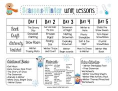 a printable winter unit lesson for kids