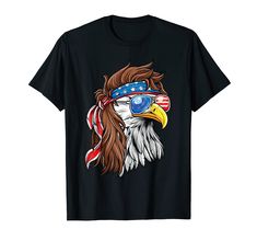 an eagle wearing sunglasses with the american flag on it's head t - shirt