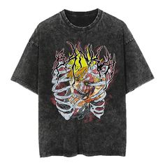 Men Streetwear Washed Vintage Black Tshirt Oversized Anime Graphic Print T-Shirt Unisex Harajuku Cheap Washed Black Graphic Print T-shirt, Cheap Washed Black T-shirt With Graphic Design, Deep Stories, Tshirt Oversized, Vintage Anime, Men Streetwear, Harajuku Streetwear, Black 13, Iconic Characters