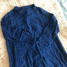 Handmade And Hand Dipped In Natural Indigo Dye By A Japanese Maker Living In Nyc. Bought It New But It Didn't Fit! It Still Has That Sweet Indigo Aroma. Measurements As Follows Underarm 22 Inches Length 40 Inches Spring Casual Tunic With Natural Dye, Casual Indigo Kurta For Summer, Casual V-neck Kurta For Spring, Casual Beach Kurta For Spring, Casual Linen Kurta With Relaxed Fit, Casual Dresses With Natural Dye, Bohemian Linen Kurta For Summer, Casual Linen Kurta Tunic, Casual Linen Tunic Kurta