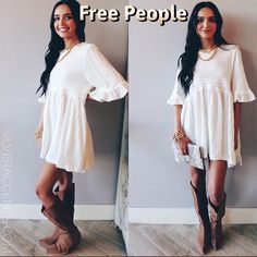 Free People Take a spin babydoll tunic mini dress. 

Great preloved condition, this ivory oversized cutie is soft, lightweight and flowy. This piece is so versatile paired with jeans, leggings, shorts and as a short mini dress. I posted length measurements in photos. Last photo is a tall model. 

Feel free to message me with questions 
Thanks for looking and have a great day😊 Leggings Shorts, Short Mini Dress, Jeans Leggings, Tall Model, Measurement Length, Have A Great Day, Baby Dolls, Free People, Women's Dress