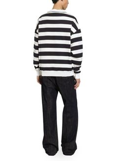 Find DOLCE & GABBANA Striped Round-neck Sweatshirt on Editorialist. Long-sleeved, front logo, embroidered chest logo, logo at the back label, chest logo, striped print, crew neck