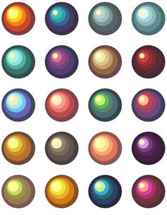 different colored circles on a white background