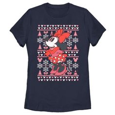 Who knew that dressing "mousey" this Christmas could be so cute!? Celebrate the coziest holiday with Walt Disney's most iconic characters in this officially licensed Mickey Mouse and Friends Minnie Winter Sweater Women's Graphic T-Shirt! This stylish Women's tee features retro Minnie all dressed up for winter with an ugly sweater design in the background. This graphic tee is a great fit for the whole family, so grab one for yourself or a loved one, perfect for your next trip to Disneyland! Character Disney, Minnie Mouse Christmas, Disney Shorts, Trip To Disneyland, Mouse Christmas, Women Sweaters Winter, Sweater Women's, Sweater Style, Graphic Tee Design