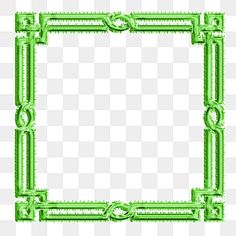 a green square frame on a white background, with an ornate pattern in the middle