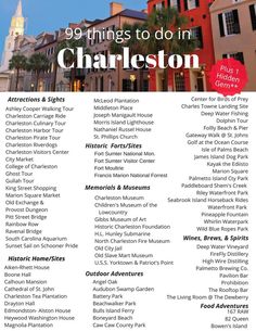 a poster with the names of hotels in charleston