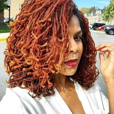 Copper Red Hair Dye, Locs On Black Women, Sister Lock Styles, Loc Color Ideas, Red Locs