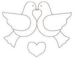 two doves with heart shaped wings on their backs, one is kissing the other