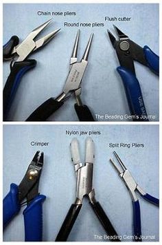 four pictures showing different types of pliers