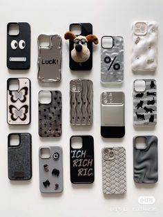 there are many cell phones that have faces on them, all in different styles and shapes