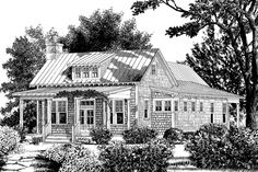 this is an artist's rendering of the house in black and white, which has been drawn by hand