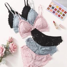 New 3 Pack Floral Lace Lingerie Set From Shein In The Size S Pastel Lingerie, Women Bra, Lingerie Boutique, Lace Set, Romantic Lace, Lace Lingerie Set, Bra Panty, Lace Lingerie, Support Bras