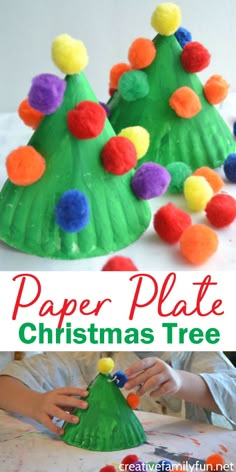 paper plate christmas tree craft for kids to make