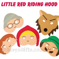 the little red riding hood book cover with five children's faces in different colors