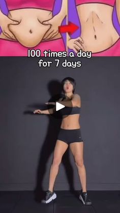 an image of a woman doing exercises with her arms in the air and text that reads, 100 times a day for 7 days