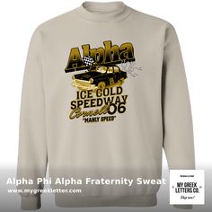 an image of a sweatshirt with the words, ahana ice gold speedway on it