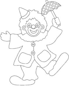 a drawing of a clown with an umbrella