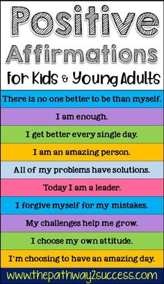 positive affirmations for kids to be their parents and children in the classroom