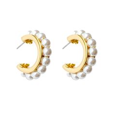 Mignonne Gavigan - Wynnie Pearl Hoop Earrings Cream Bridal Jewellery Earrings, Mignonne Gavigan, Preppy Jewelry, Accessories Ideas, Pearl Hoop Earrings, Huggie Hoop Earrings, Accessories Jewelry Earrings, Jewelry Inspo, Dream Jewelry