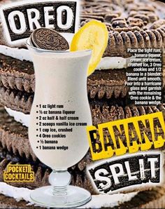 an advertisement for oreo's banana split cookies and milkshake desserts