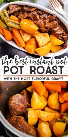 the best instant pot roast with the most flavored gravy is ready to be eaten