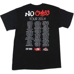 No Class 2014 Tour T-shirt Band Merch T-shirt With Logo For Concert, Band Logo T-shirt For Music Festivals, Band Merch T-shirt For Music Festivals With Logo, Band Merch T-shirt With Logo For Music Festivals, Fan Merchandise T-shirt For Music Festivals, Logo Print Tops For Music Festivals Streetwear, Hip Hop T-shirt With Band Logo For Concerts, Hip Hop Band Logo T-shirt For Concert, Short Sleeve Tops For Music Festivals With Logo Print