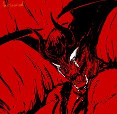 an image of a demon in red and black