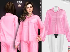 the sims 4 Sims 4 Pj Set, Sims 4 Pj, Sims 4 Cc Clothes Female Shirt, Tumblr Sims 4, Sims Four