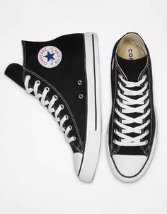 CONVERSE Chuck Taylor All Star Black High Top Shoes Zapatillas All Star, Baskets Converse, Black High Top Shoes, Shoe Converse, High Top Shoe, Dr Shoes, All Star Shoes, Black High Tops, Leather High Tops