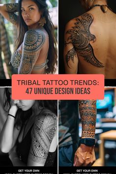 Looking to get inked? Check out these stunning tribal tattoo ideas! From Polynesian patterns to fierce eagle motifs and intricate tribal sleeve tattoos, there's a design for everyone. Explore our collection of 47 creative inspirations that highlight bold lines and significant meanings. Discover how to choose the perfect tribal tattoo that tells your story through magnificent art! Ideal for your next body art adventure, each tattoo showcases a unique culture and personal expression Native Arm Tattoos For Women, Fulani Tattoo, Trible Tattoos For Women Design, Native Arm Band Tattoo For Women, Hawaiian Tribe Tattoos For Women, African Tribe Tattoo, Womens Trible Tattoos, Polynesian Forearm Tattoo, Maori Tattoo Patterns