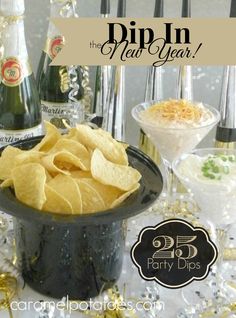 an advertisement for a new year's eve party with nachos and champagne