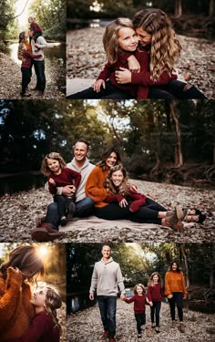 an image of a family posing for pictures in the woods