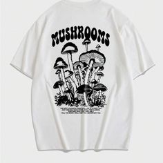 Mushrooms T-Shirt Fast Shipping $25 Lowest I Can Do Custom Deadstock Hit Me With Questions White Mushroom Print Top For Summer, Cotton Graphic Tee With Mushroom Design, Mushroom Print Cotton Top For Streetwear, White Mushroom Print Short Sleeve Top, Cotton Mushroom Print Top For Streetwear, White Mushroom Print Top For Spring, White Short Sleeve Tops With Mushroom Print, Cotton Top With Mushroom Print For Streetwear, White Short Sleeve Top With Mushroom Print