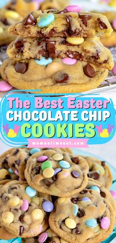 Here's an Easter food idea for you to try! Learn how to make The Best Easter Chocolate Chip Cookies! These soft and chewy homemade cookies are the best Easter dessert! Save this pin. Easter Chocolate Chip Cookies, Bakery Style Chocolate Chip Cookies, Easter Deserts, Mom On Timeout, Chocolate Chip Cookies Ingredients, Easter Snacks, Easter Sweets, Easter Desserts Recipes, Perfect Chocolate Chip Cookies