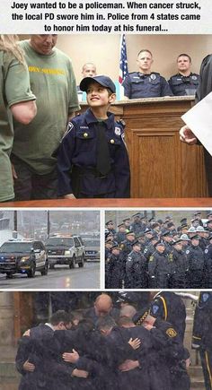 police officers are hugging each other in front of the courtroom