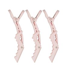 These heavy-duty designed crocodile clips are a hair stylists most essential tool. Perfect for holding large hair sections in place during coloring, cutting or styling. Work with wet or dry hair of all types. Ergonomic finger rests help stylists work quickly, without fumbling as they move these clips around in a clients hair. Perfect for at home styling as well! Pink Hair Accessories, Blow Dry Hair, Metal Spring, Hair Stylists, Hair Rollers, Blow Dry, Styling Tools, Dry Hair, Perfect Hair